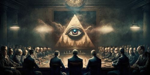 New world order secret society meeting created with Generative AI